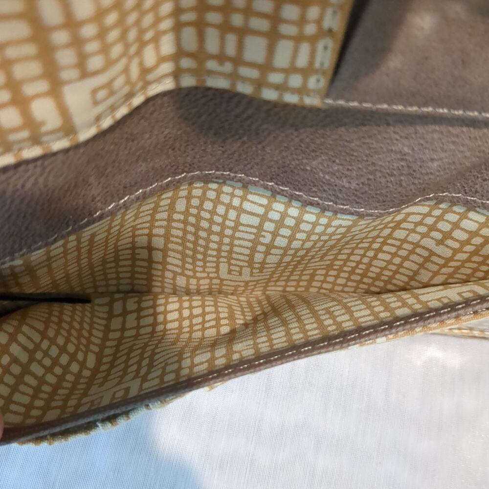 Fossil Brown Womens Fold Wallet Geometric Camera Lamb Leather Zipper Button Logo - Picture 9 of 15